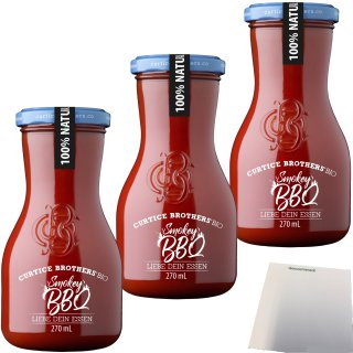 Curtice Brothers Bio Smokey BBQ Sauce 3er Pack (3x270ml Flasche) + usy Block