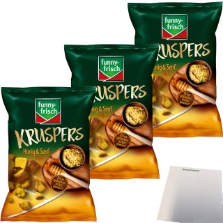 funny frisch Kruspers Honig und Senf Weizenkräcker 3er Pack (3x120g Tüte) + usy Block