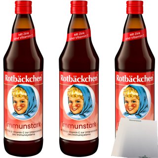 Rotbäckchen Immunstark Mehrfruchtsaft 3er Pack (3x0,7 Liter Flasche) + usy Block
