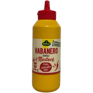 Kühne Senf Habanero Chili Mustard feurig scharfer Senf (250ml Squeeze Flasche)