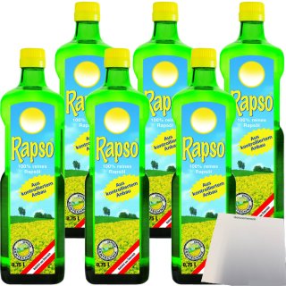 Rapso 100% reines Rapsöl Pflanzenöl 6er Pack (6x750ml Flasche) + usy Block