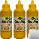 Kühne Senf Hot Dog Mustard cremig milder Senf 3er Pack (3x250ml Squeeze Flasche) + usy Block