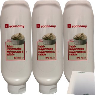Economy Salatmayonnaise mit 50% Rapsöl 3er Pack (3x875ml Flasche) + usy Block