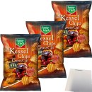 funny-frisch Cross Cut Chips Kartoffelchips Spicy BBQ Sauce Style 3er Pack (3x120g Tüte) + usy Block