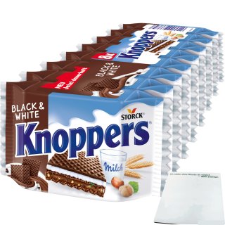 Knoppers Black and White Waffelschnitte (8x25g Packung) + usy Block