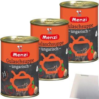 Menzi ungarische Gulaschsuppe Konzentrat 1zu1 3er Pack (3x400ml Dose) + usy Block