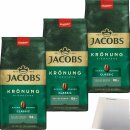 Jacobs Krönung ganze Bohne Kaffeebohnen Aroma-Bohnen 3er Pack (3x500g Packung) + usy Block