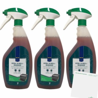 Metro Professional Ofen- & Grill-Reiniger 3er Pack (3x750ml Sprühflasche) + usy Block