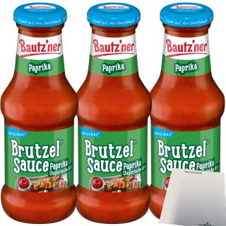 Bautzner Brutzel Sauce Paprika 3er Pack (3x250ml Flasche) + usy Block