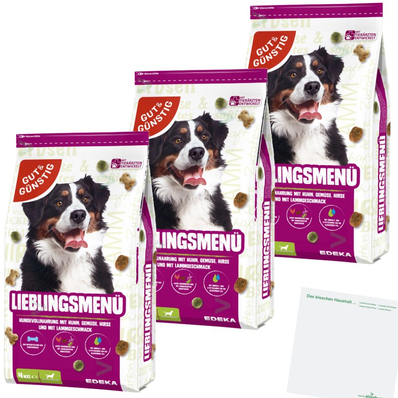 Gut&Günstig Hundefutter Lieblingsmenü LammReisGemüse 3er Pack (3x4k
