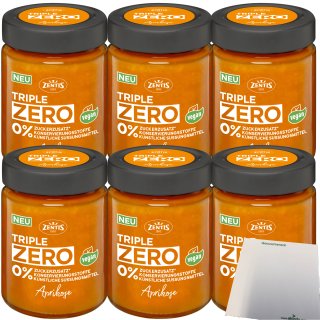 Zentis Triple Zero Aufstrich Aprikose Brotaufstrich 6er Pack (6x185g Glas) + usy Block