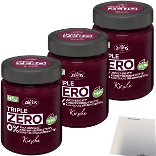 Zentis Triple Zero Aufstrich Kirsch Brotaufstrich 3er Pack (3x185g Glas) + usy Block