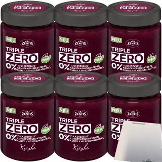 Zentis Triple Zero Aufstrich Kirsch Brotaufstrich 6er Pack (6x185g Glas) + usy Block