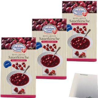 Chr.Grod Grütze Sauerkirsche Tellerfertig 3er Pack (3x500g Packung) + usy Block