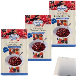 Chr.Grod Grütze Gartenfrüchte Tellerfertig 3er Pack (3x500g Packung) + usy Block