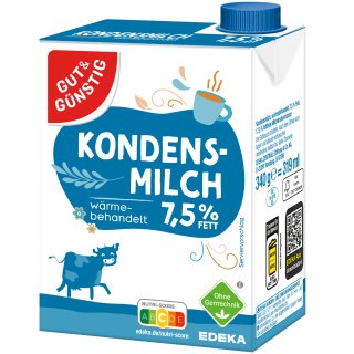 Gut&Günstig Kondensmilch 7,5% mit Schraubverschluss (340g Packung)