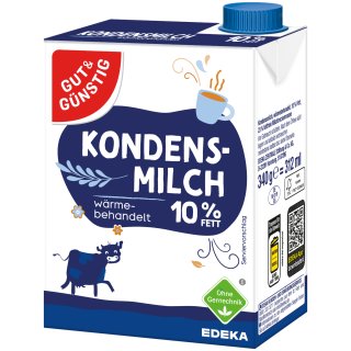 Gut&Günstig Kondensmilch 10% mit Schraubverschluss (340g Packung)