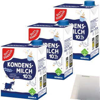 Gut&Günstig Kondensmilch 10% mit Schraubverschluss 3er Pack (3x340g Packung) + usy Block