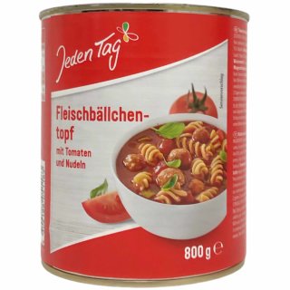 Jeden Tag Fleischbällchen-Topf mit Tomaten und Nudeln (800g Dose)