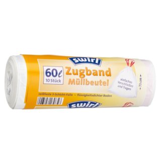 Melitta Swirl Müllbeutel 60 Liter, mit elastischem Zugband (10 Beutel)