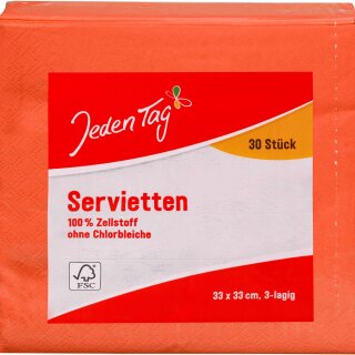 Jeden Tag Servietten 33x33cm dunkel orange 3lg (30Stk)