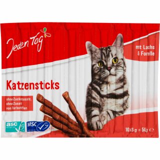 Jeden Tag Katzen Sticks Lachs und Forelle (10x5g)
