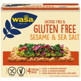 Wasa Knäckebrot Gluten und Laktosefrei mit Sesam und Meersalz (240g Packung)