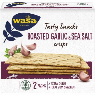 Wasa Tasty Snacks Crisps Roasted Garlic & SeaSalt (190g Packung)