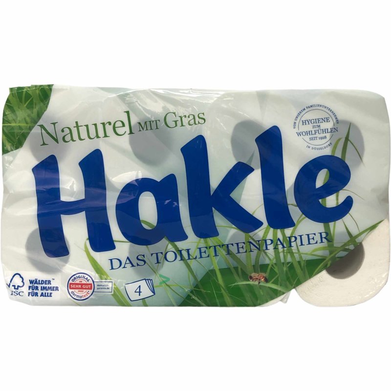 Gras Blatt) Toilettenpapier (8x130 mit Naturel 4-lagig Hakle