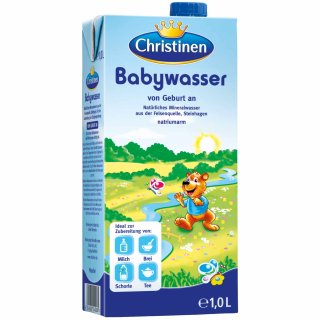 Christinen Babywasser natürliches Mineralwasser natriumarm (1 Liter Packung)
