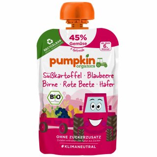 pumpkin Bio Quetschie mit Süßkartoffel, Blaubeere, Rote Beete, Hafer ab 6. Monat (100 g)