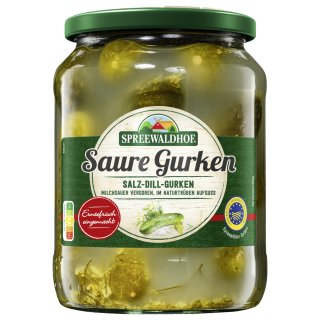 Spreewaldhof Salz-Dill-Gurken in naturtrüben Aufguss (720g Glas)