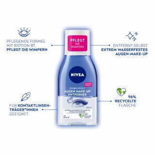 NIVEA Augen Make-up Entferner für die sensible Augenpartie (125ml Flasche)