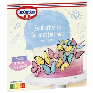 Oetker Dekor Zauberhafte Schmetterlinge 12 Stück 3 Farben & 2 Größen