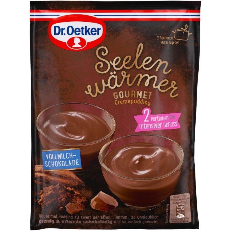 Dr. Oetker Seelenwärmer Gourmet Vollmilch Schokolade Puddingpulver (9