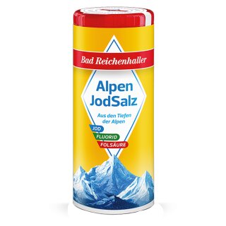 Bad Reichenhaller Alpen JodSalz mit Fluorid+Folsäure (125g Streuer)