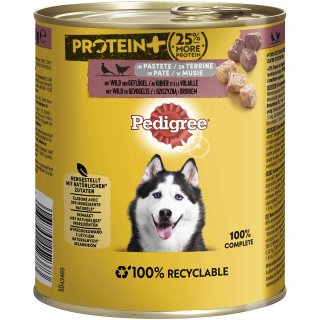 Pedigree Protein+ in Pastete mit Wild und Geflügel (800 g)
