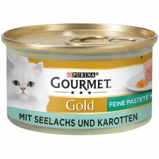 Purina GOURMET Gold feine Pastete mit Gemüse mit Seelachs und Karotten (85 g)