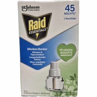 Raid Essentials Mücken-Stecker 45 Nächte Nachfüller (32ml Packung)