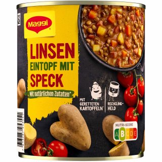 Maggi Linsen Eintopf mit Speck und natürlichen Zutaten (800g Dose)
