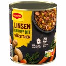 Maggi Linsen Eintopf mit Würstchen und natürlichen Zutaten 3er Pack (3x800g Dose) + usy Block