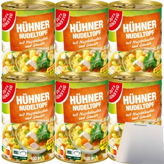 Gut&Günstig Hühnernudeltopf mit Muschelnudeln und Gemüse 6er Pack (6x400g Dose) + usy Block