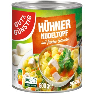 Gut&Günstig Hühnernudeltopf mit Muschelnudeln und Gemüse (800g Dose)