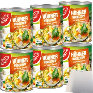 Gut&Günstig Hühnernudeltopf mit Muschelnudeln und Gemüse 6er Pack (6x800g Dose) + usy Block