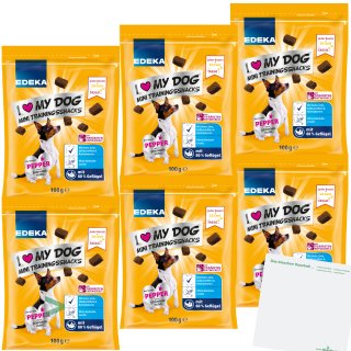 EDEKA Mini Trainingssnacks Huhn und Ente mit 80% Geflügel 6er Pack (6x100g Packung) + usy Block