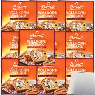 Brandt Vollkorn Zwieback knuspriger Genuss 10er Pack (10x225g Packung) + usy Block