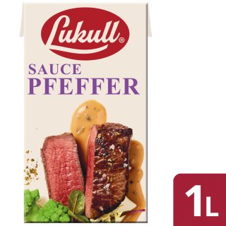 Lukull Premium Pfeffer Sauce mit ganzen grünen Pfefferkörnern 1er Pack (1x1 Liter Packung)
