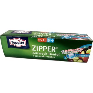 Toppits Zipper 1 Liter Flughafenbeutel (12 Stck.)