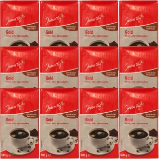 Jeden Tag Kaffee Gold edler Spitzenkaffee gemahlen aromatischer Geschmack VPE (12x500g Packung)