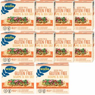 Wasa Knäckebrot Gluten und Laktosefrei mit Sesam und Meersalz VPE (10x240g Packung)